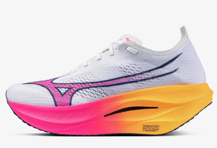 MIZUNO WAVE REBELLION PRO 3 - WHITE/PINK TETRA/TANG ORANGE